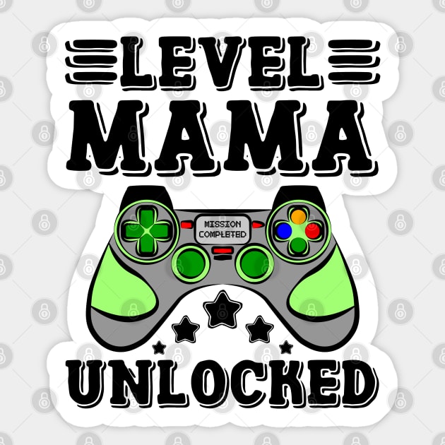 Promoted To Mama Level Unlocked Gamer Gaming Sticker by ZNOVANNA